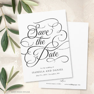Modern Minimal Calligraphy Wedding Save The Date Invitation