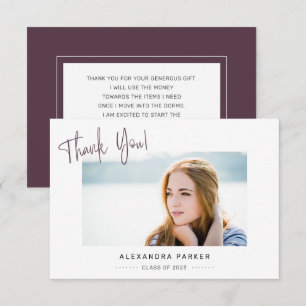 Modern Minimal Cassis Handwriting Graduation Thank You Card