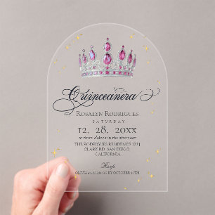 Modern Minimal Celestial Star Princess Quinceanera Acrylic Invitations