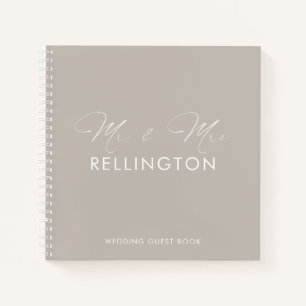 Modern Minimal Cement Grey Wedding Guest Book