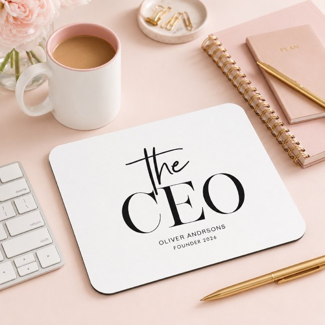 Modern Minimal CEO Personalised Mouse Pad (Creator Uploaded)