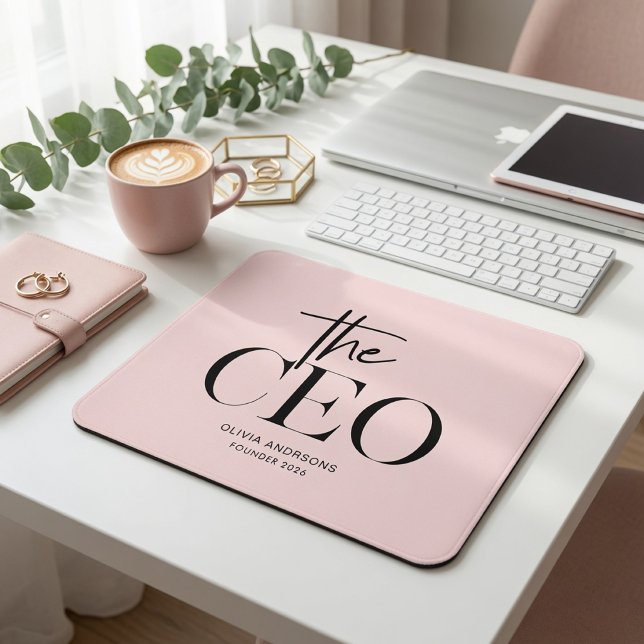 Modern Minimal CEO Personalised Pink Custom Mouse Pad (Creator Uploaded)