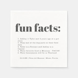 Modern Minimal Charcoal Fun Facts Wedding Napkin