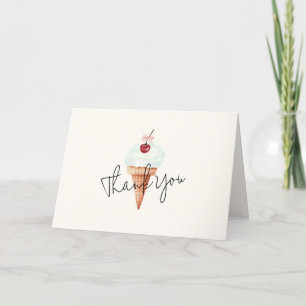 Modern Minimal Cherry Scoop Ice Cream Baby Shower  Thank You Card