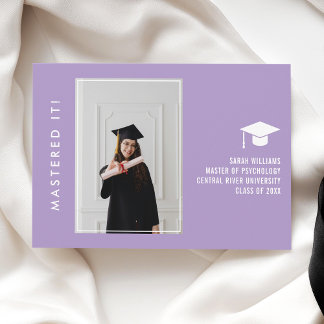 Modern Minimal Chic Masters Grad Announcement Card