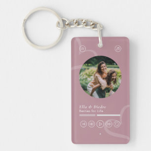 Modern Minimal Chic Music Player Photo Galentines Key Ring