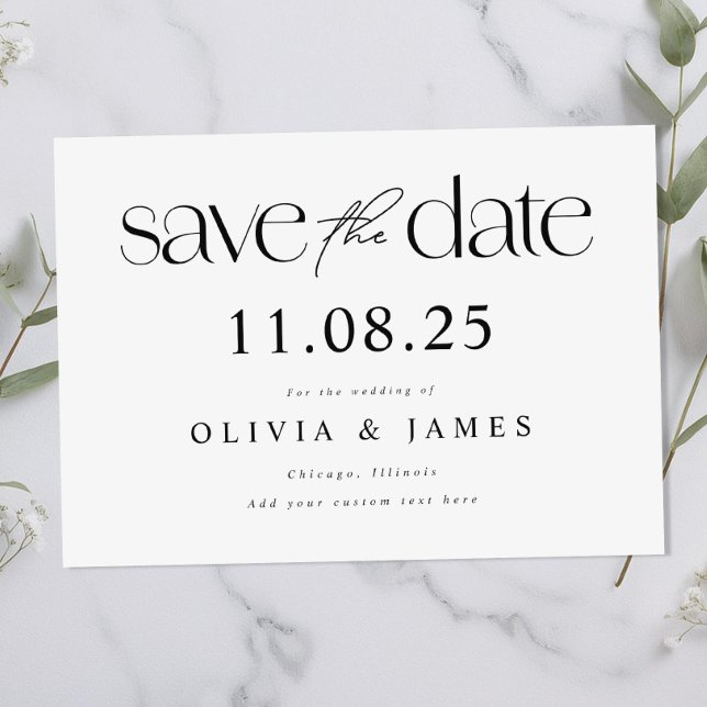 Modern Minimal Chic Non-Photo Wedding Save The Date (Creator Uploaded)