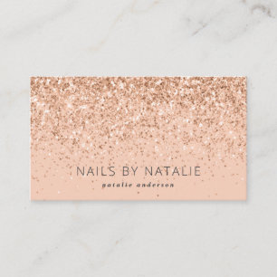 Modern minimal chic peach glitter girly business card