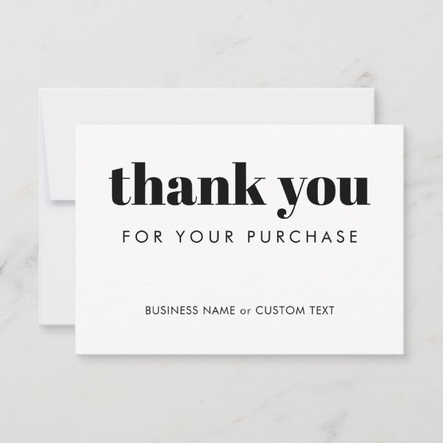 Modern Minimal Chic Purchase Order Small Business Thank You Card (Front)