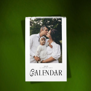 Modern Minimal Chic Typography Custom Family Photo Calendar