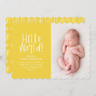 Modern minimal chic typography photo birth announcement