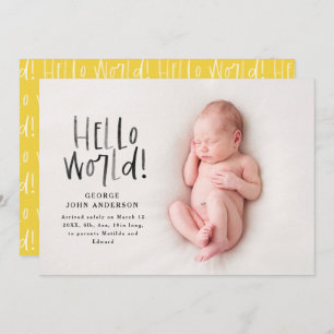 Modern minimal chic yellow typography photo announcement