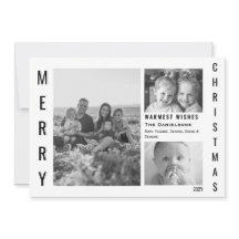 Modern Minimal Christmas 3 Photo Black & White