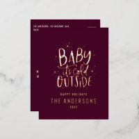 Modern minimal Christmas burgundy elegant Foil Hol