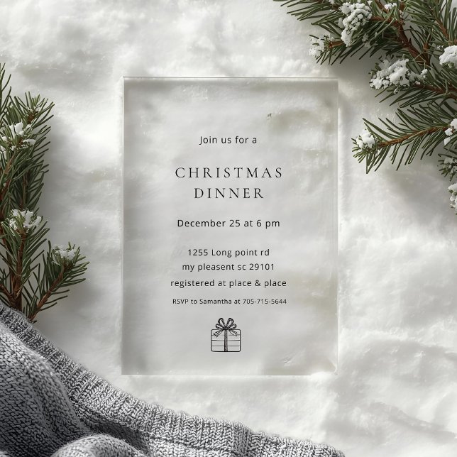 Modern Minimal Christmas Dinner Acrylic Invitations (Creator Uploaded)