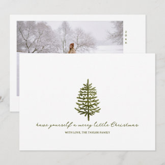 modern minimal Christmas evergreen holiday photo Card