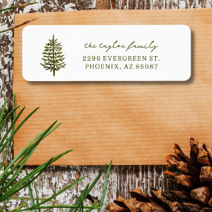 modern minimal Christmas evergreen return address