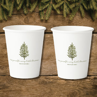 modern minimal Christmas evergreen tree holiday Paper Cups