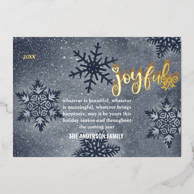 Modern Minimal Christmas Gold Foil Holiday Card (Front)