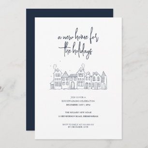 Modern Minimal Christmas Housewarming Party Invitation