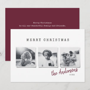 Modern minimal Christmas multi photo Holiday Card