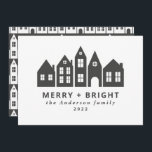 Modern minimal Christmas Nordic houses grey Holiday Card<br><div class="desc">Modern Japan Christmas Nordic houses stylish simple green holiday card design</div>