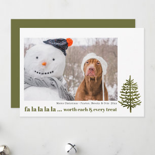 modern minimal Christmas pet dog funny cute photo Holiday Card