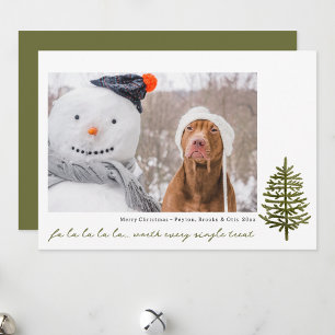 modern minimal Christmas pet dog funny cute photo Holiday Card