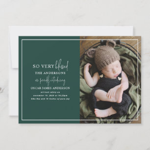 Modern minimal Christmas photo birth announcement