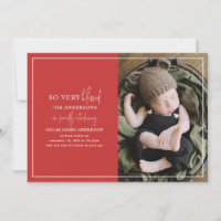 Modern minimal Christmas photo birth announcement