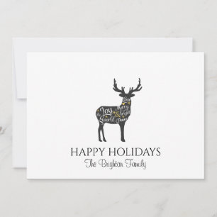 Modern Minimal Christmas Reindeer Holiday Card
