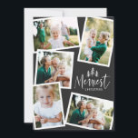 Modern minimal Christmas rustic multi photo Holiday Card<br><div class="desc">Modern minimal Christmas rustic stylish 5 photo holiday card. With modern hand drawn text and trees.</div>