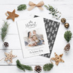 Modern minimal Christmas rustic multi photo Holiday Card<br><div class="desc">Merriest Christmas rustic multi photo holiday card. With modern hand drawn text and trees. Backer color can be customized.</div>