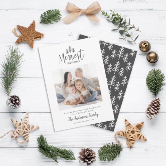 Modern minimal Christmas rustic multi photo Holiday Card (Creator Uploaded)