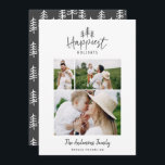 Modern minimal Christmas rustic photo Holiday Card<br><div class="desc">Modern minimal Christmas rustic stylish multi photo holiday card. With modern hand drawn text and trees. Backer colour can be customised.</div>