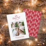 Modern minimal Christmas rustic photo Holiday Card<br><div class="desc">Modern minimal Christmas rustic stylish multi photo holiday card. With modern hand drawn text and trees. Backer color can be customized.</div>