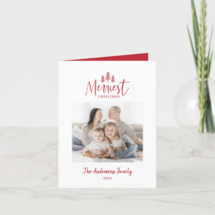 Modern minimal Christmas rustic red japandi photo Holiday Card
