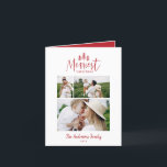 Modern minimal Christmas rustic red multi 1 photo Holiday Card<br><div class="desc">Modern minimal Christmas rustic stylish multi photo holiday card. With modern hand drawn text and trees. Red backer color can be customized.</div>