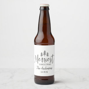 Modern minimal Christmas rustic typography  Beer Bottle Label