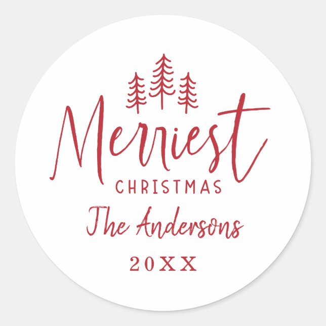 Modern minimal Christmas rustic typography Classic Round Sticker (Front)