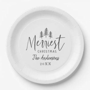 Modern minimal Christmas rustic typography  Paper Plate