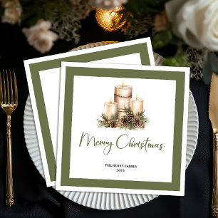 Modern Minimal Christmas Tree Custom Name Napkins