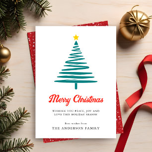 Modern Minimal Christmas Tree Merry Christmas Holiday Card