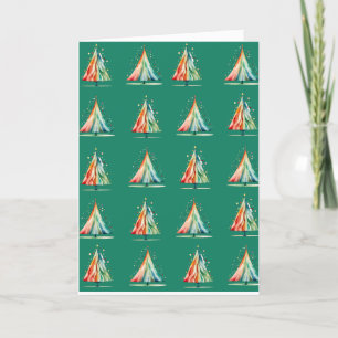 Modern Minimal Christmas Tree Water Colour Holiday Card