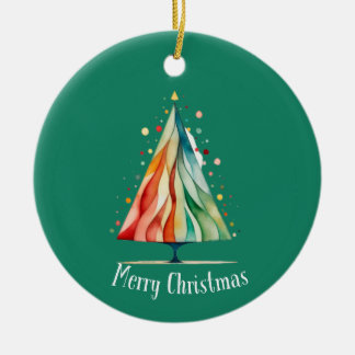 Modern Minimal Christmas Tree Watercolor Ornament