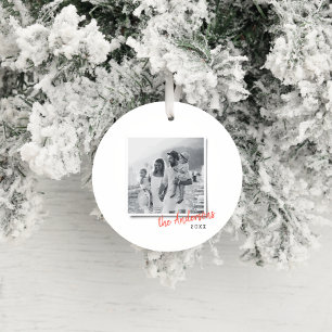 Modern minimal Christmas vintage family photo Ceramic Tree Decoration