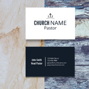 Modern Minimal Church Pastor Three Cross  Business Card