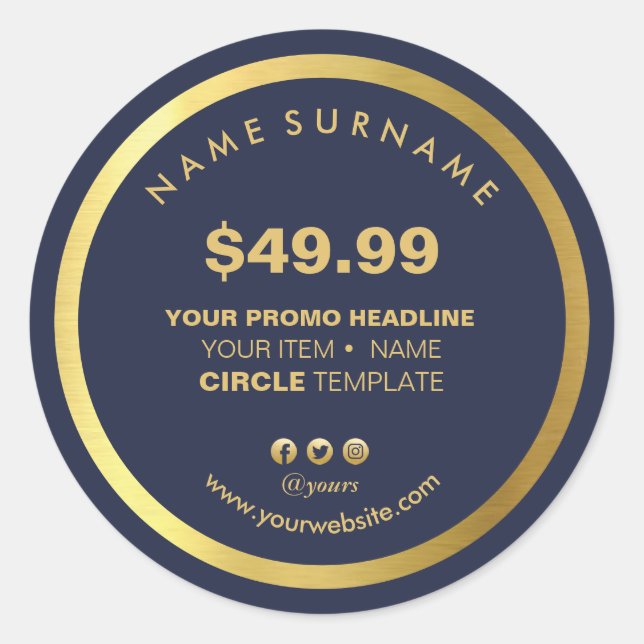 Modern Minimal Circle Promotional Marketing Price Classic Round Sticker (Front)