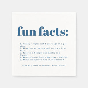 Modern Minimal Classic Blue Fun Facts Wedding Napkin