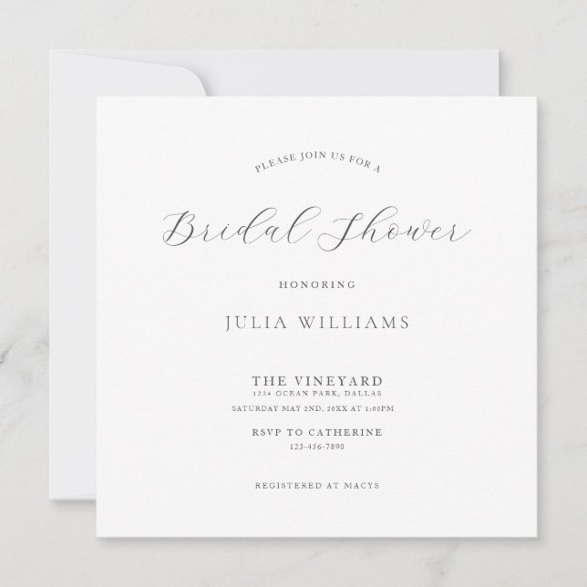 Modern Minimal Classic Bridal Shower Wedding Invitation (Front)